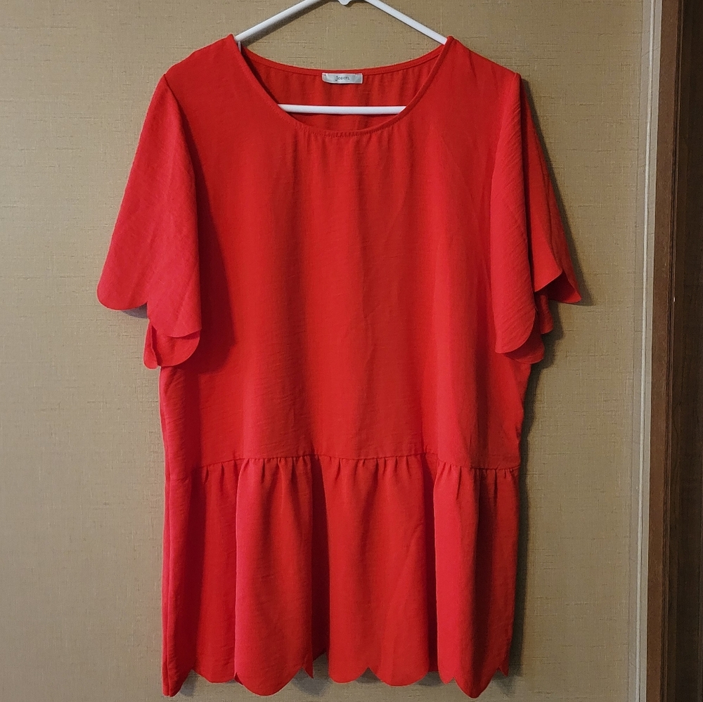 Scallop Hem Babydoll Blouse